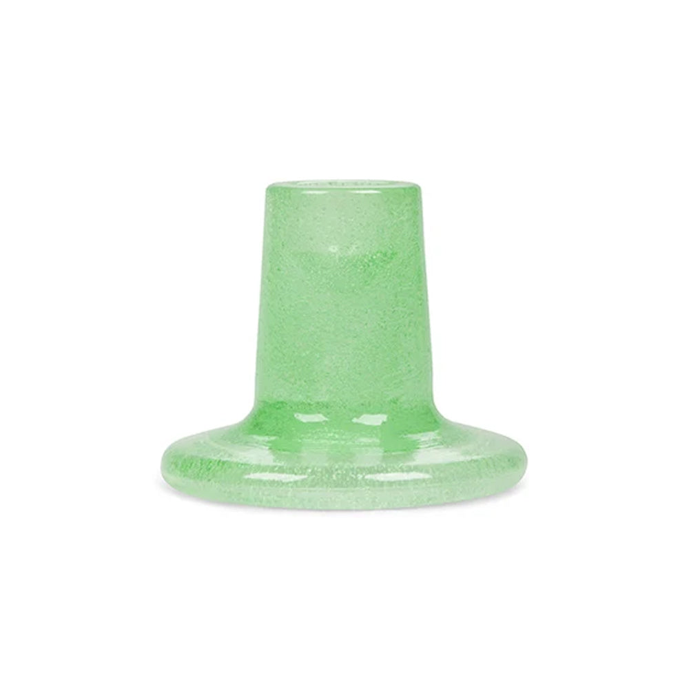 Glass candlestick holder green malachite