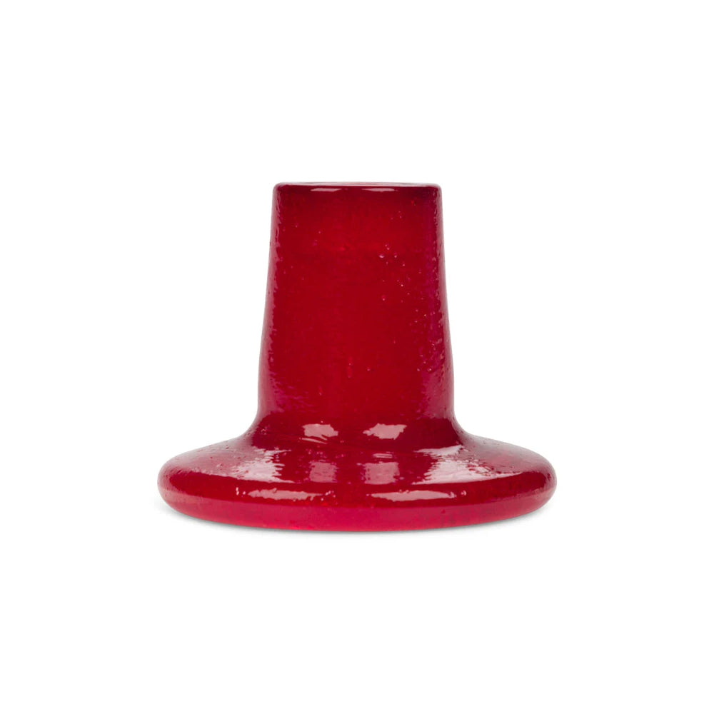 Glass candlestick holder guardsman red