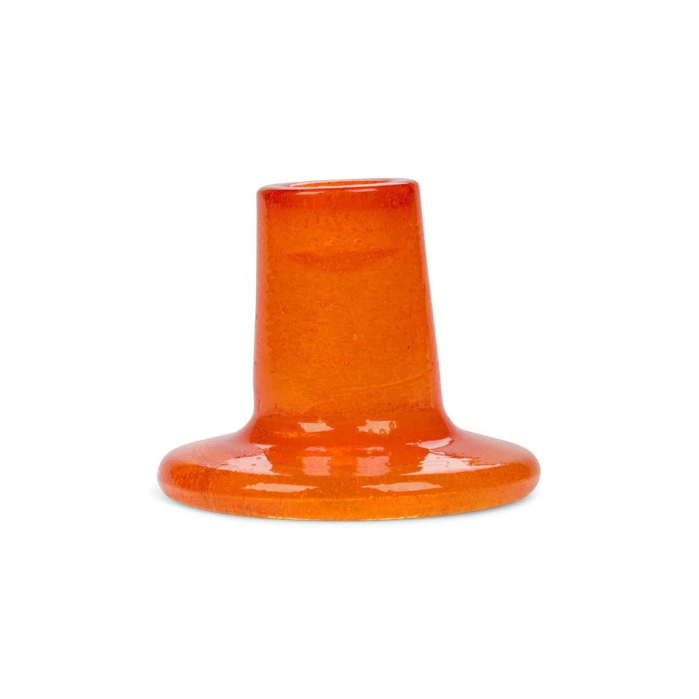 Glass candlestick holder spanish orange