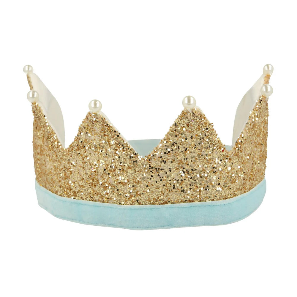Gold pearl party crown