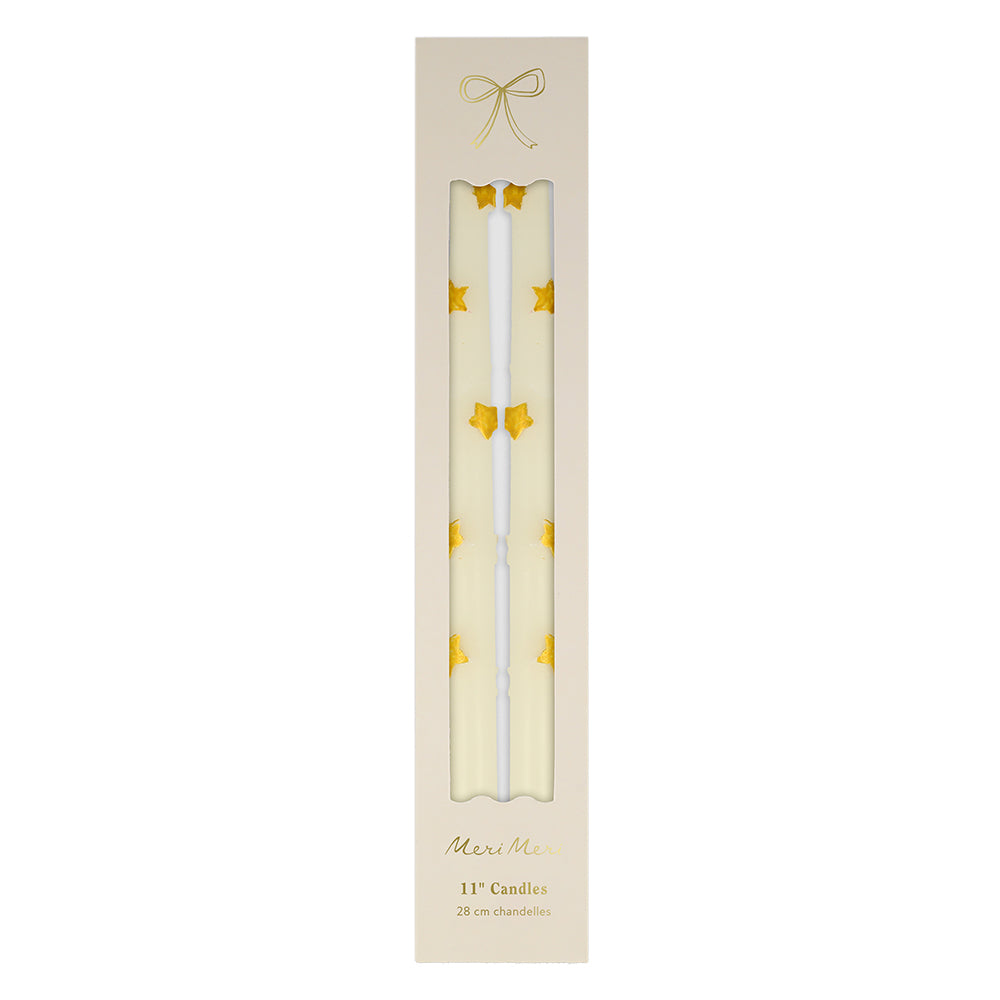 Gold star taper candles set