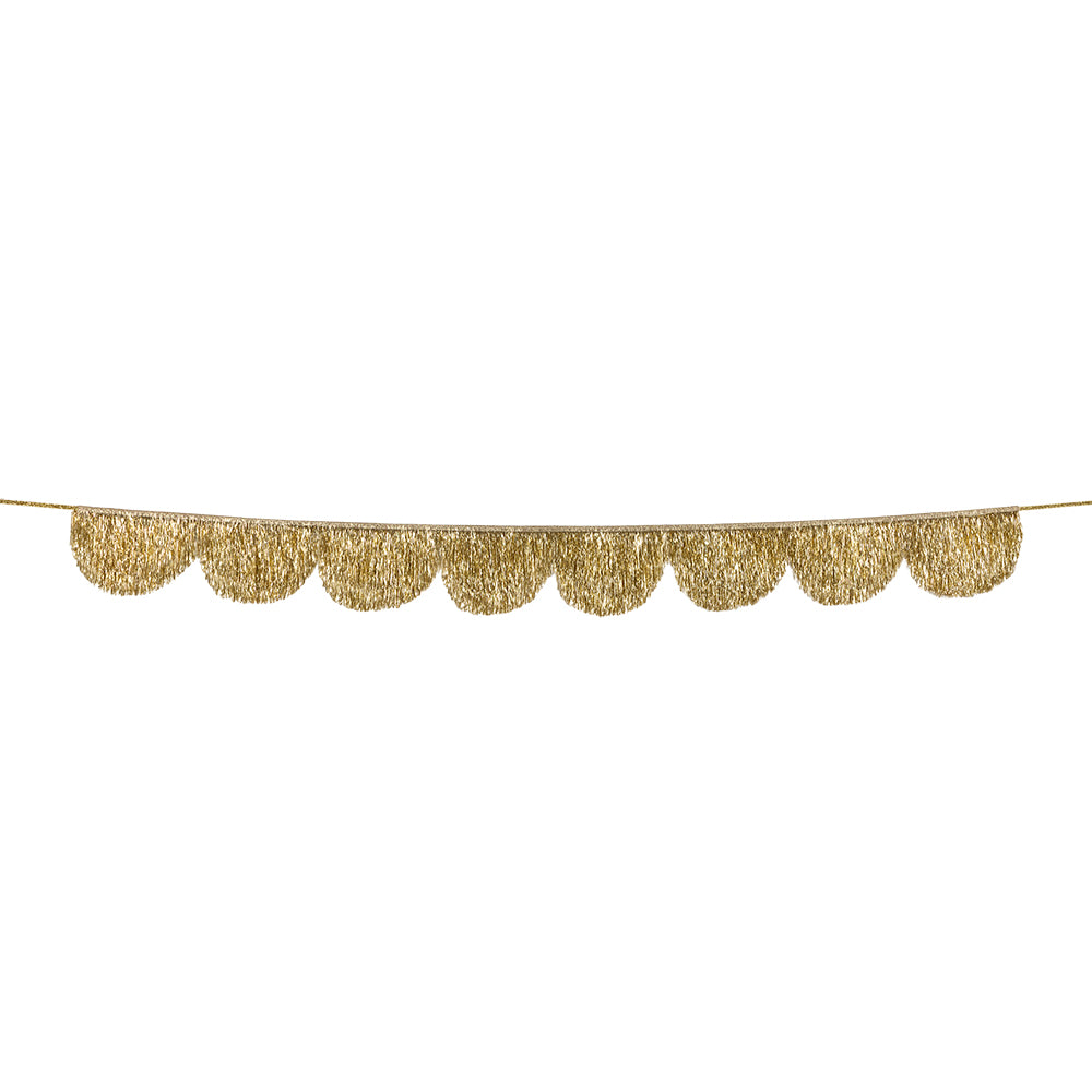 Gold tinsel scallop garland