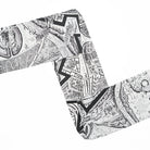 Black and white map illustrated table runner on a white background