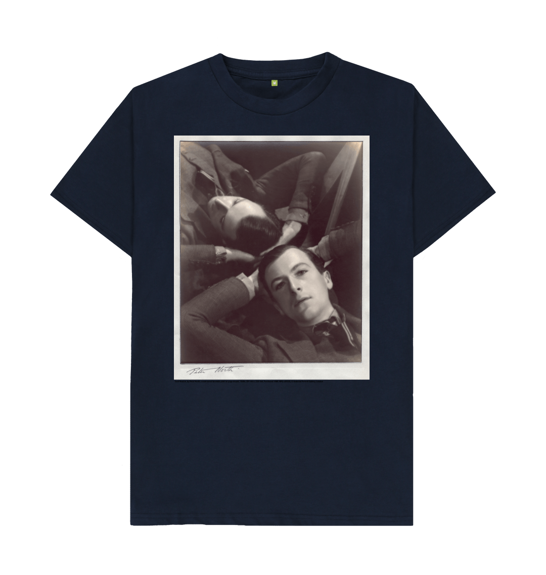 Navy blue printed t shirt front