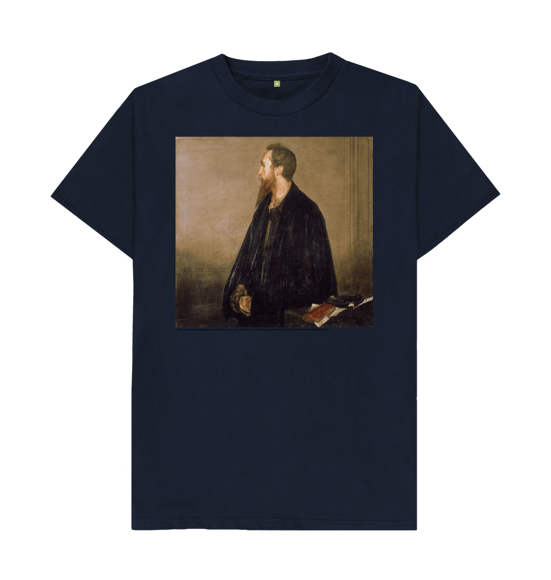 Navy blue printed t shirt front