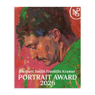 Book cover for the Herbert Smith Freehills Kramer Portrait Award 2026, featuring a painting of a side profile of a man in large brushstrokes of vibrant red and green.