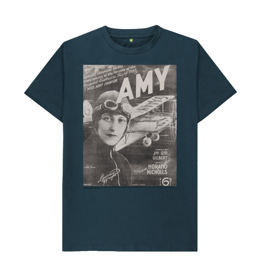 Denim blue printed t shirt front