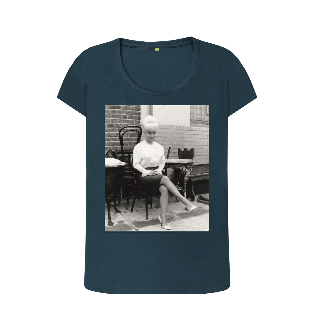Denim blue printed t shirt front