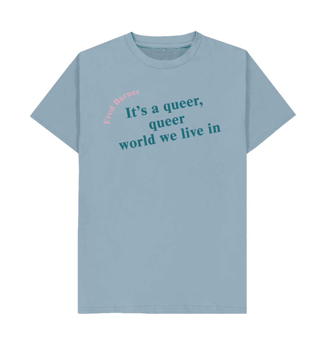 Stone blue printed t shirt front
