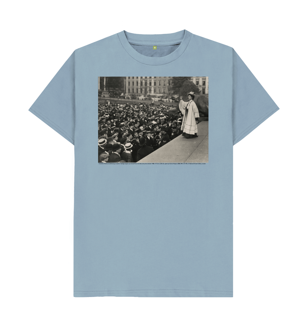 Stone blue printed t shirt front