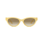 Yellow sunglasses with brown lenses on a white background