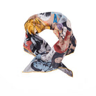 Silk scarf rolled and styled.