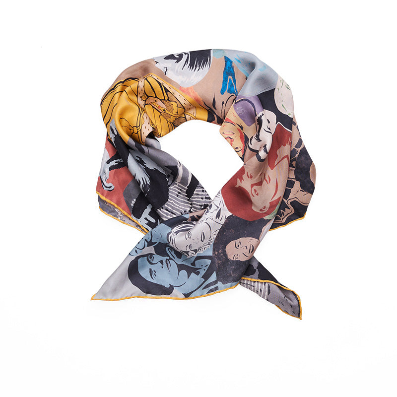 Silk scarf rolled and styled.