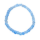 Blue beaded bracelet on a white background