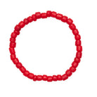 Red beaded bracelet on a white background