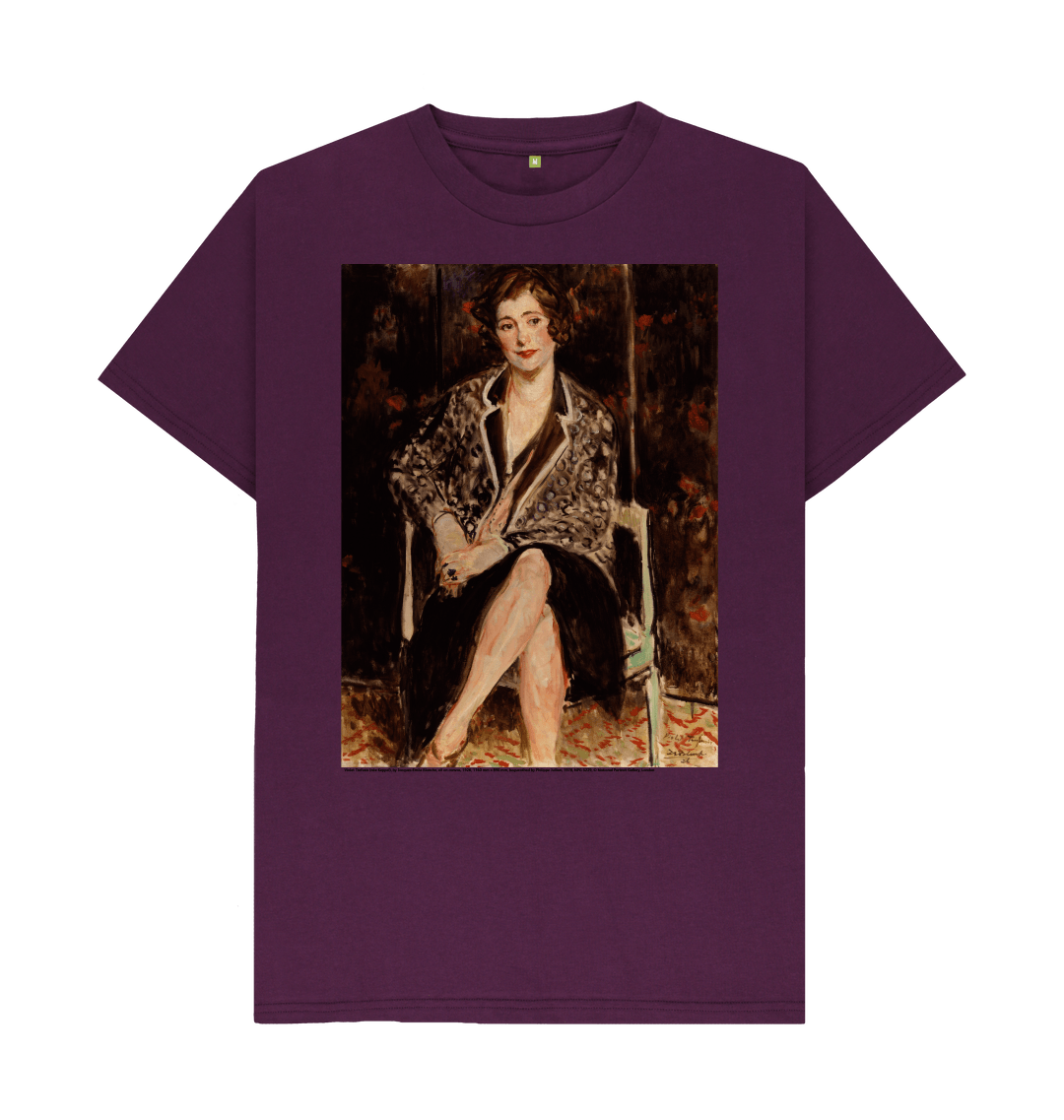 Purple printed t shirt front