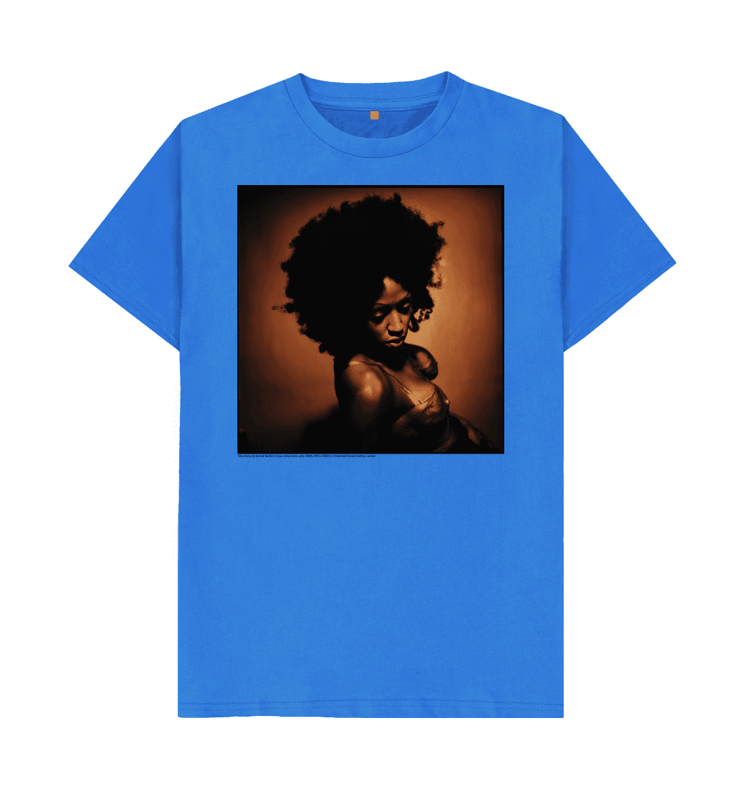 Bright blue printed t shirt front