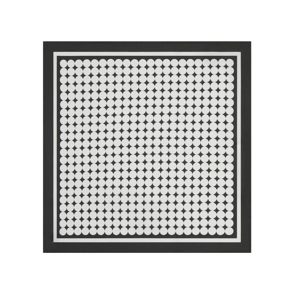Keaton silk pocket square black white dots