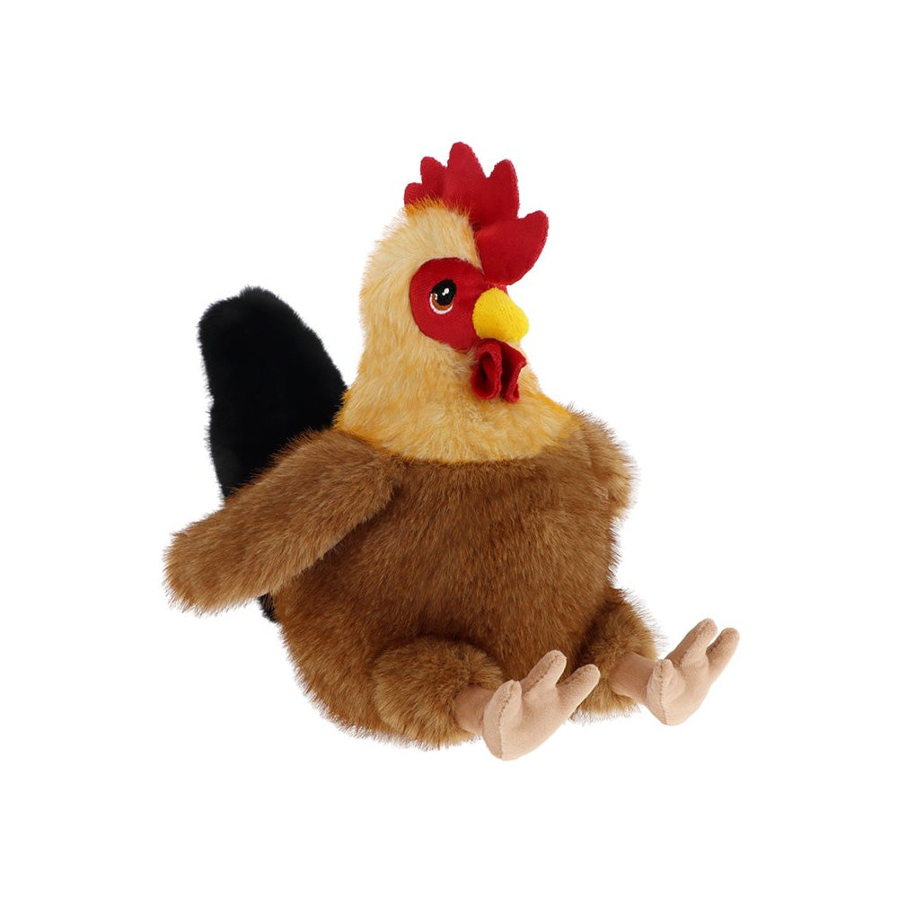 Plush chicken soft toy on a white background
