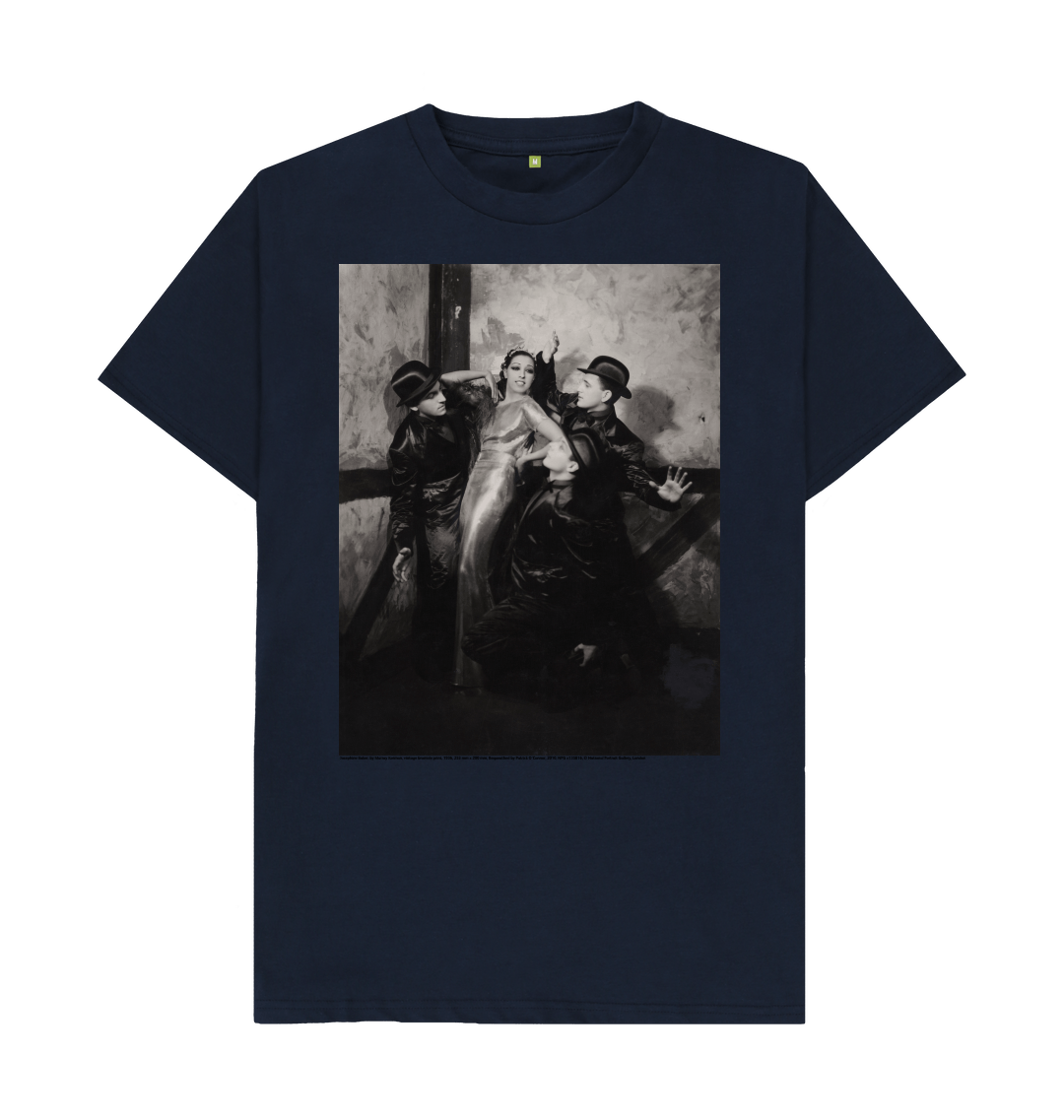 Navy blue printed t shirt front