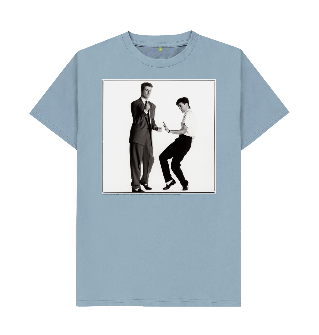 Stone blue printed t shirt front