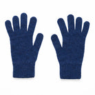 Pair of knitted dark blue gloves on a white background