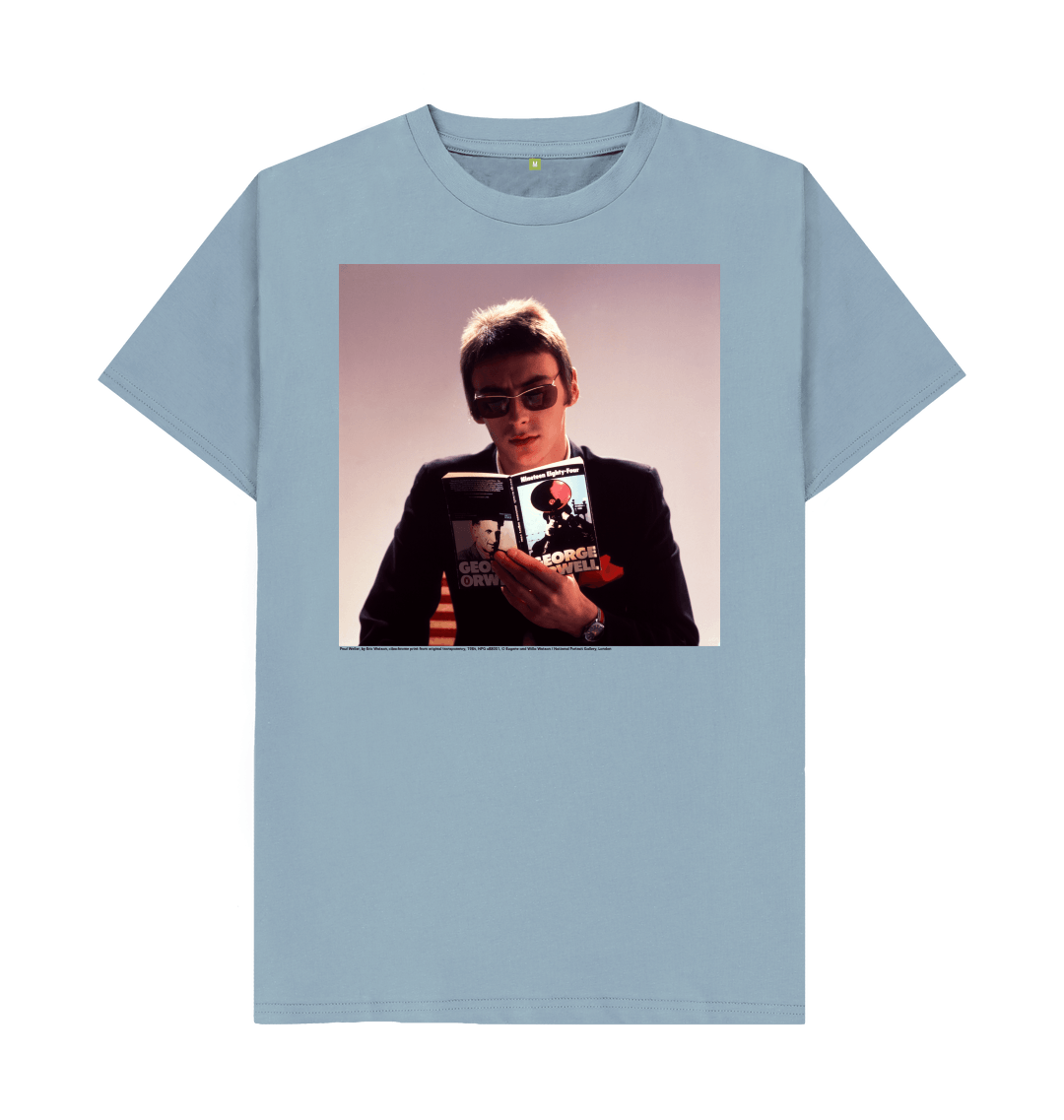 Stone blue printed t shirt front