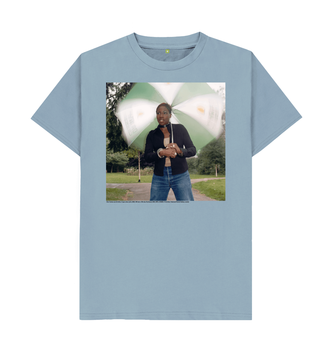Stone blue printed t shirt front