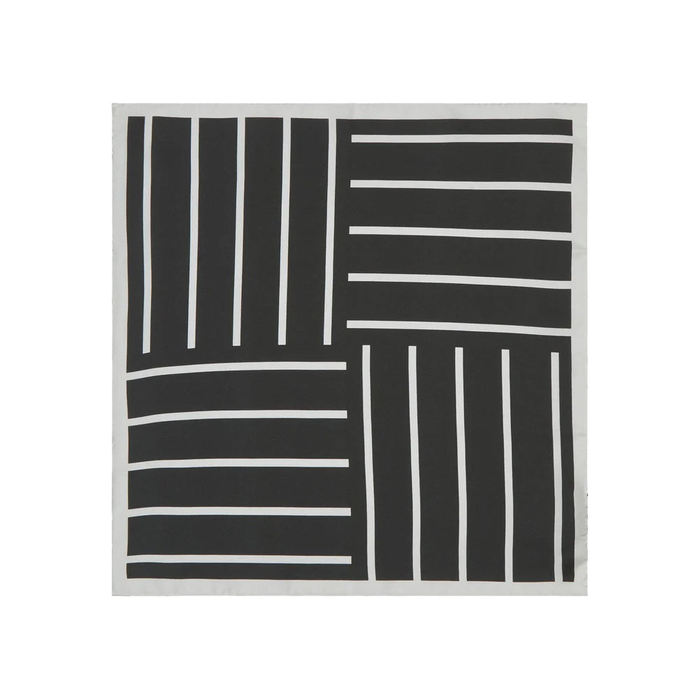 Lloyd silk pocket square black white stripes