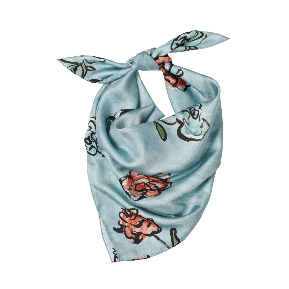 Luke edward hall blue roses silk scarf large styled