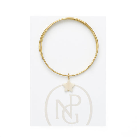 Round gold coloured bangle with white hanging star pendant against a card backing with National Portrait Gallery logo.