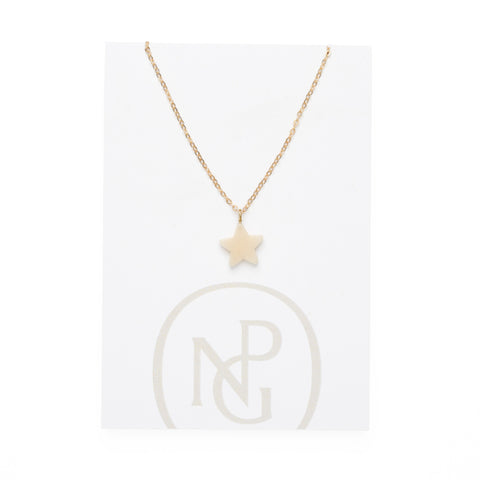 A gold chain necklace with small white star pendant against a card backing with National Portrait Gallery logo.