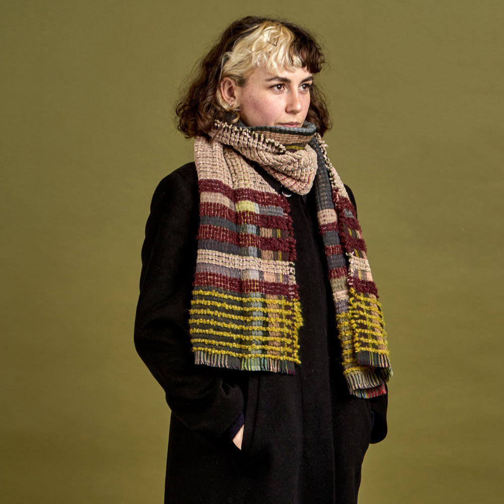 Mabel wool crepe chenille wrap goose styled