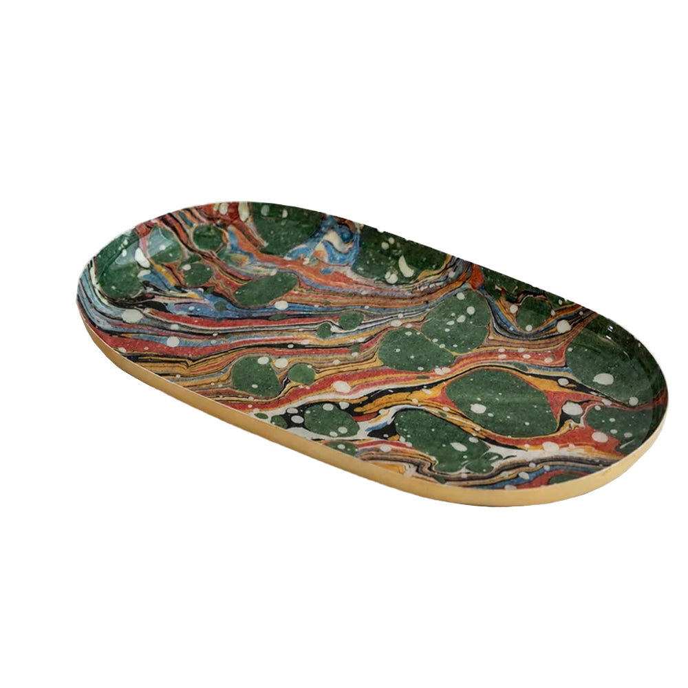 Marbled oval enamel tray