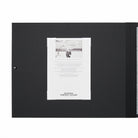 Open black folio with close up of a certificate of authenticity.