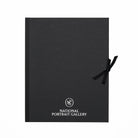 Black folio cover with a bow and 'National Portrait Gallery' logo on a white background