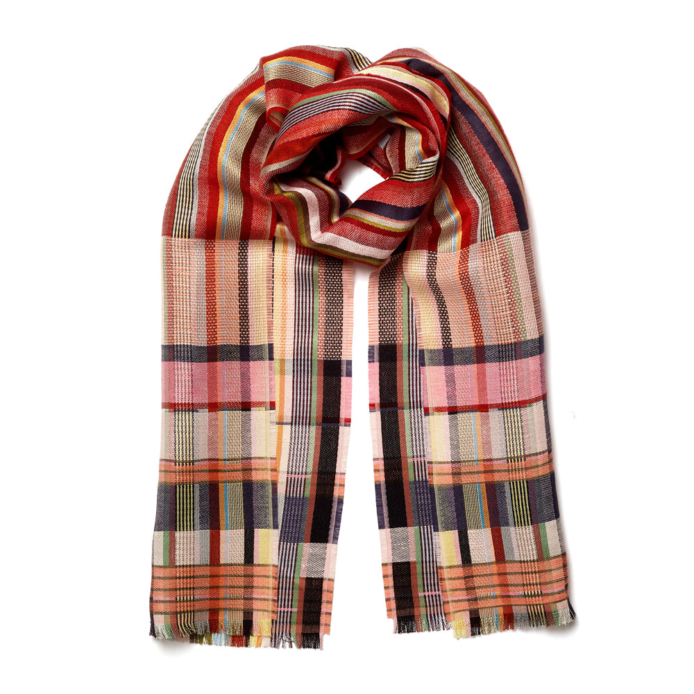 Mason silk linen scarf tulip