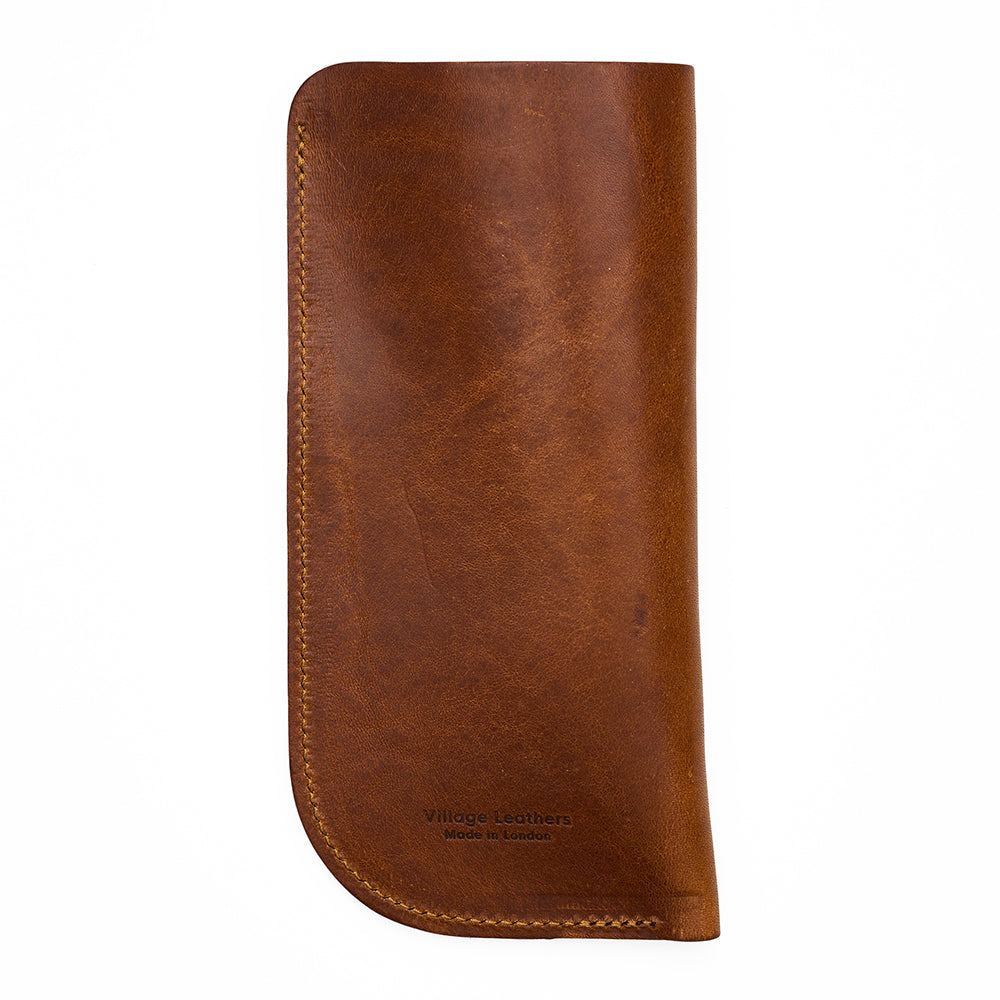 Missouri leather glasses sleeve back tan brown