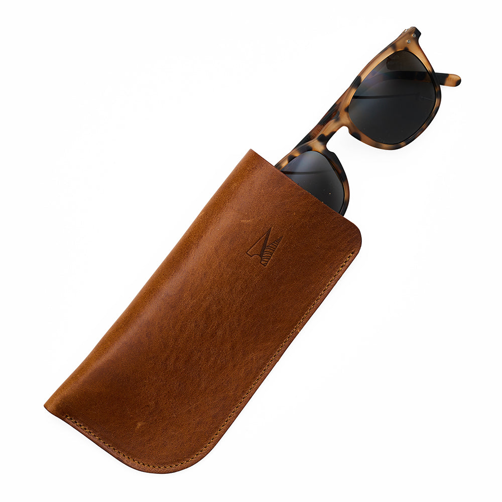 Missouri leather glasses sleeve styled tan brown