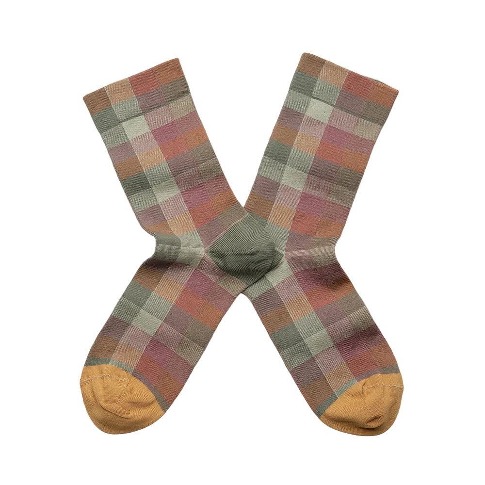 Muted checked socks
