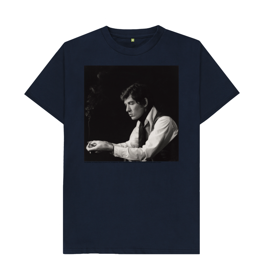 Navy blue printed t shirt front