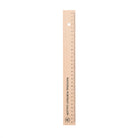 A wooden ruler with the National Portrait Gallery logo and monogram in black.