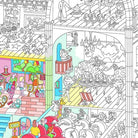 Colorful illustration of a busy scene with various dance characters and activities.