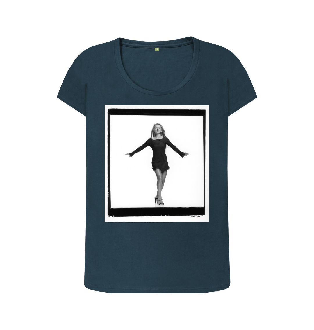 Denim blue printed t shirt front