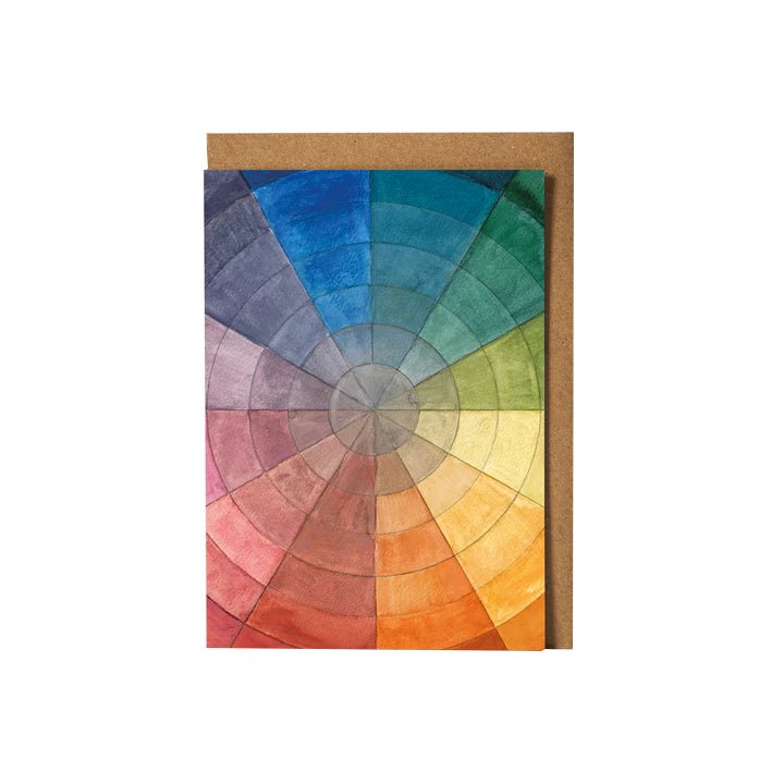 Greetings card featuring a round colour wheel palette with envelope.