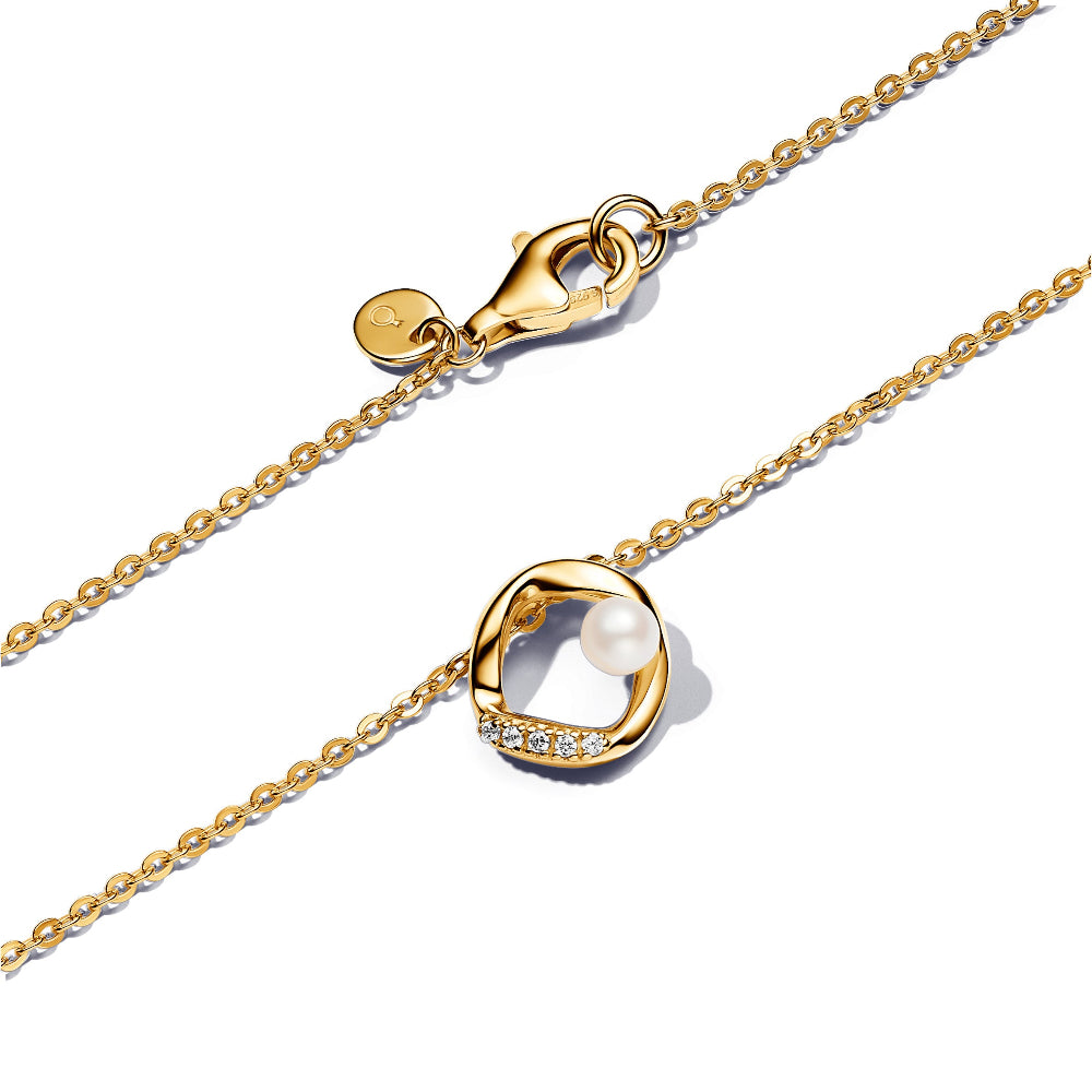 Pandora gold freshwater pearl necklace chain