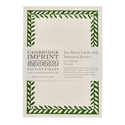 Patterned Border Postcards in Pea Green Pack of 10