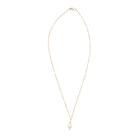 Gold necklace with a pearl pendant on a white background