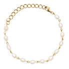 Gold bracelet with pearls on a white background