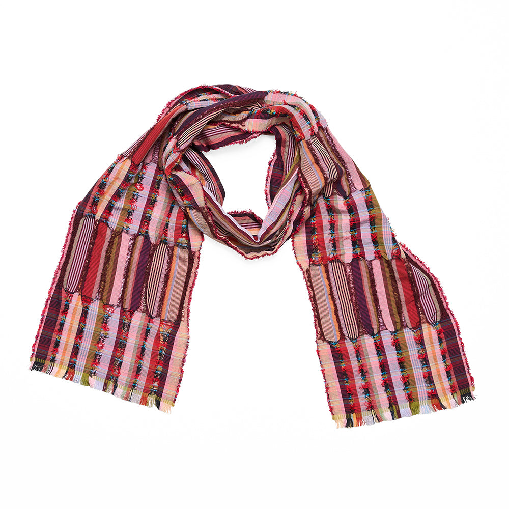 Multicolored striped scarf on a white background